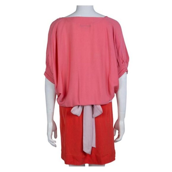 DIANE Von FURSTENBERG DVF Edna SILK Color Pink DOLMAN SLEEVE BELT DRESS Size 10 - Picture 2 of 16